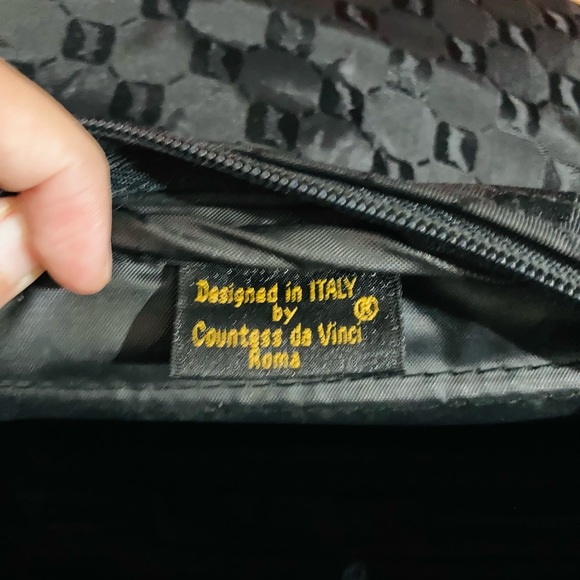 Imported Italian Black Hand Bag Genuine Contessa Da Vinci Di Roma - Picture 5 of 7